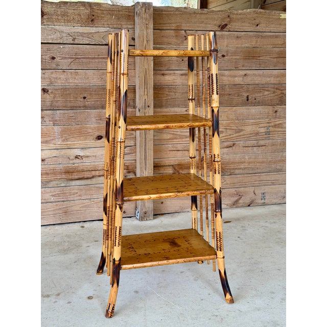 19th Century Victorian Aesthetic Movement Burnt Bamboo Etagere Shelf For Sale - Image 12 of 12