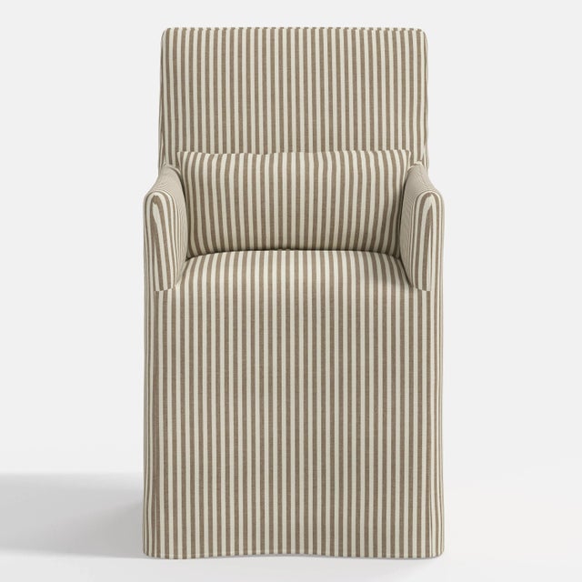 Cloth & Company Stoffer Home x Cloth & Company Lindy Slipcover Dining Arm Chair in Jane Stripe Burlap For Sale - Image 4 of 7