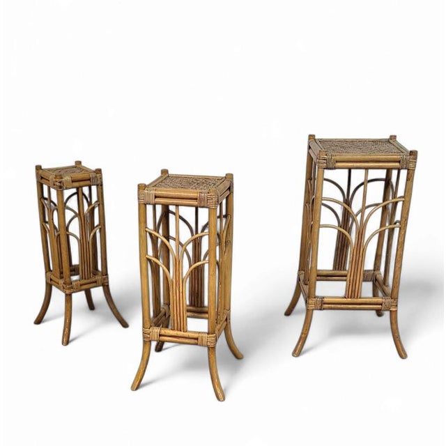 Bamboo Nesting Plant Stands, 1970s, Set of 3 For Sale - Image 16 of 16