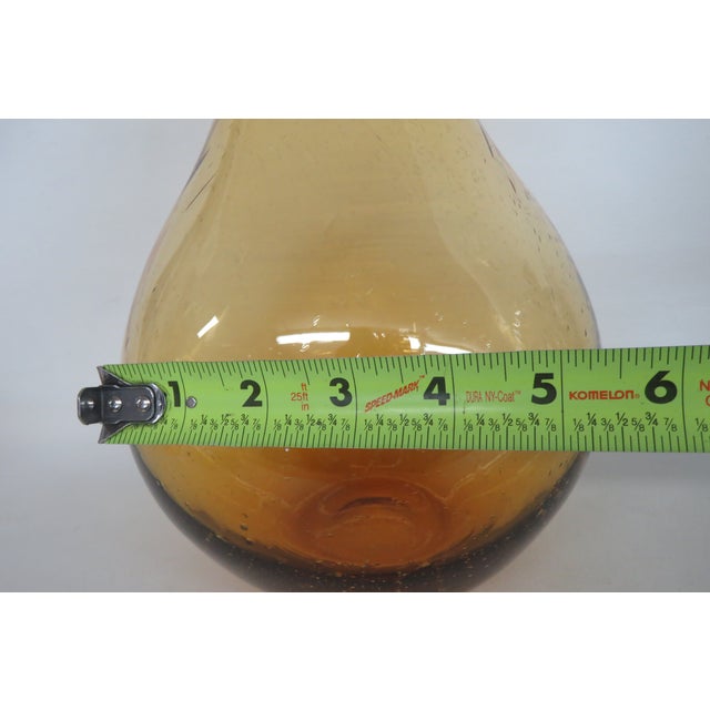 Amber Hand Blown Amber Art Glass Vase Large Pear Shape Slender Neck Bulbous Body 5089b For Sale - Image 8 of 9