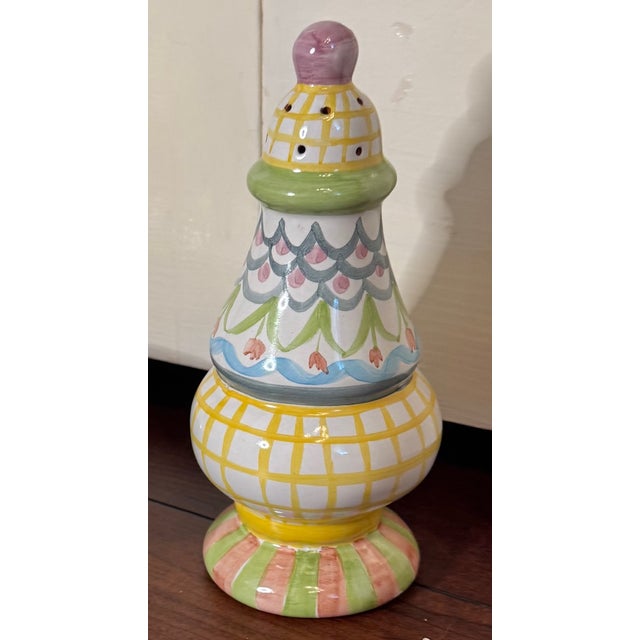 Late 20th Century MacKenzie-Childs Aurora 1997 Hand-Painted Ceramic Sugar Shaker / Caster For Sale In Houston - Image 6 of 18