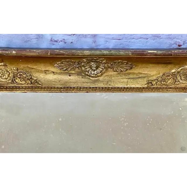 Wood French Empire Giltwood and Gesso Overmantel Mirror For Sale - Image 7 of 10