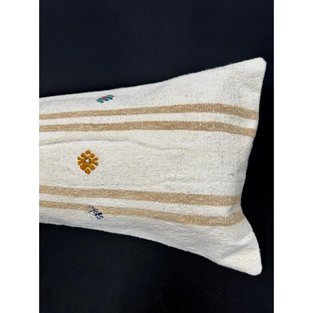 Turkish Hemp Pillow Cushion Natural Beige Brown Cushion Cover 14x40 For Sale - Image 4 of 4