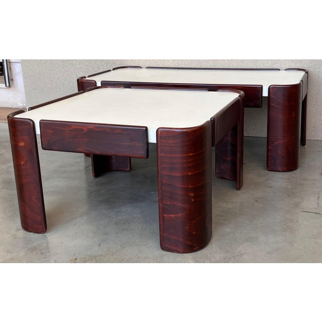 Set of Mid-Century Modern Coffee Tables with Curved Legs and White Top For Sale - Image 18 of 18