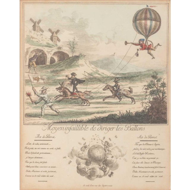 French Ballooning Hand-Colored Etchings, 3 For Sale - Image 9 of 17