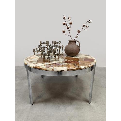 Mid-Century Modern Mid-Century Stone, Onyx, and Marble Coffee Eclectic Table, 1960s For Sale - Image 3 of 6