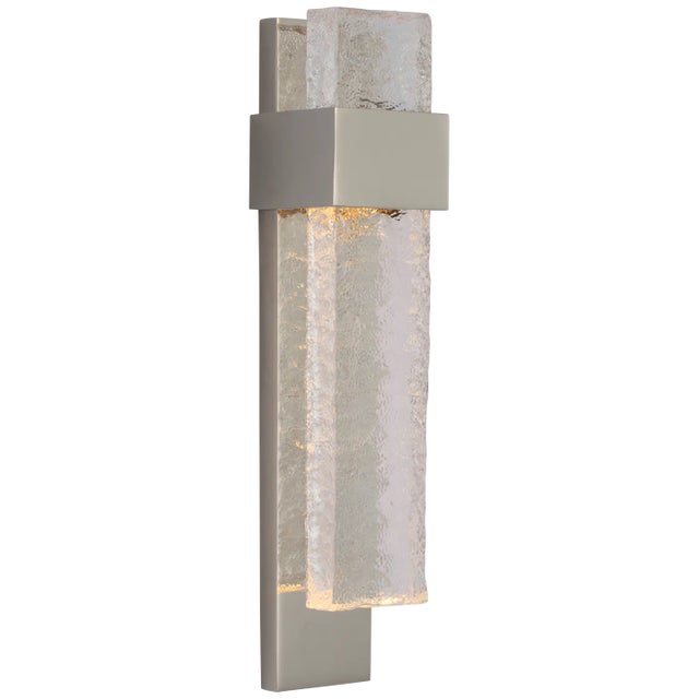 Transitional Marie Flanigan for Visual Comfort Signature Brock Medium Sconce in Polished Nickel & Clear Wavy Glass For Sale - Image 3 of 4
