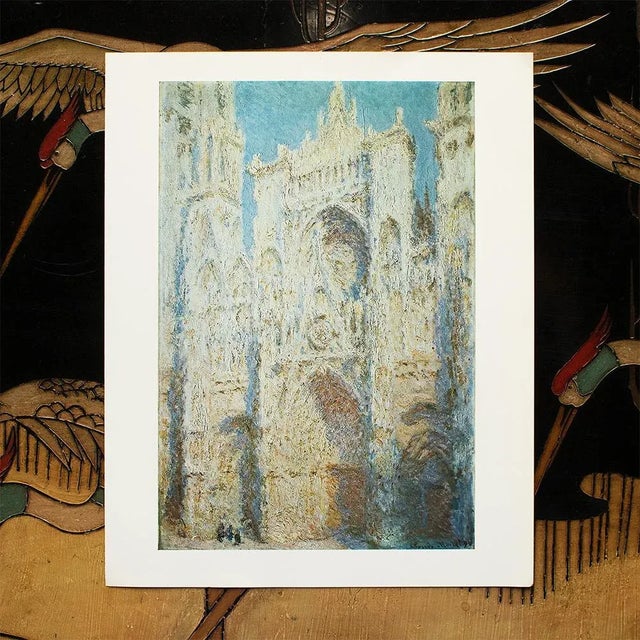 The School of Paris 1977 After Claude Monet "Rouen Cathedral, West Facade, Sunlight", Large Full-Color Print For Sale - Image 3 of 6