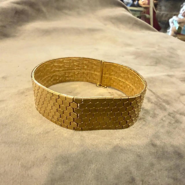 1950s Art Deco Costume Jewelry Gilt Metal Italian Bracelet For Sale - Image 11 of 12