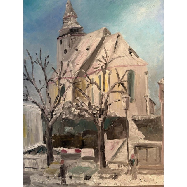 Winter Parish Church, 1978, Oil Painting on Canvas For Sale - Image 7 of 13