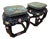 Pair of Vintage Chinese Black Lacquer Hand-Painted Stools or Side Tables For Sale