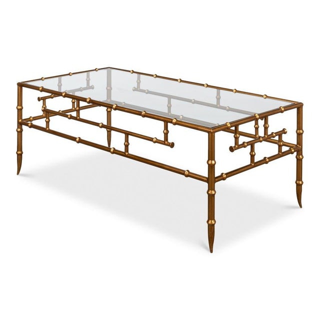 Modern Faux Bamboo Metal Coffee Table by Sarreid LTD For Sale - Image 3 of 11