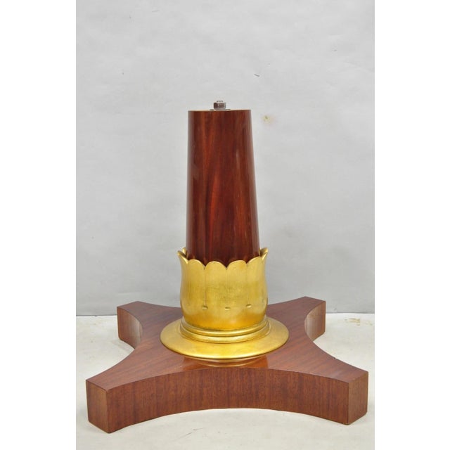 Vintage French Regency Style Mahogany & Gold Gilt Plume Table Pedestal Base (B) For Sale - Image 17 of 17