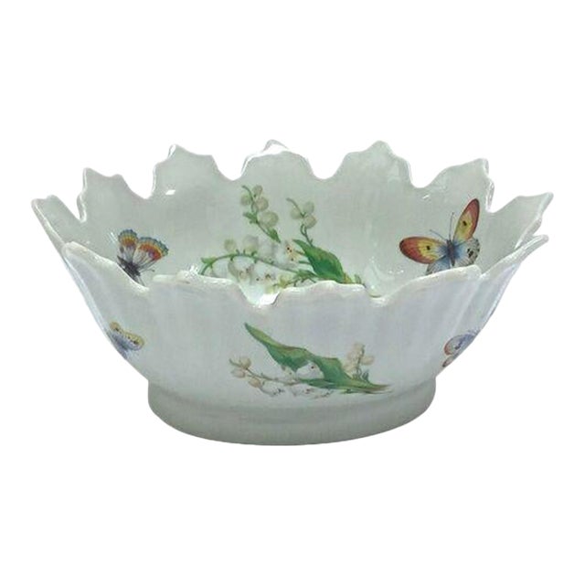 Vintage Limoges Floral & Butterfly Bowl For Sale