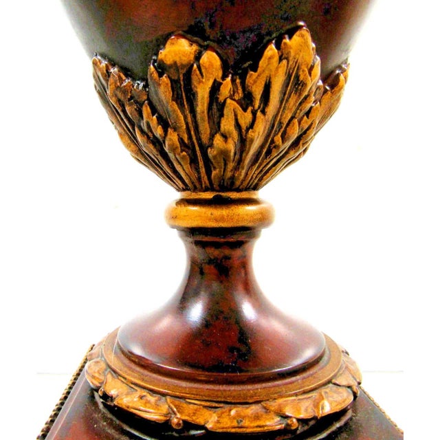 1980s Pair of Napoleon III Style Moroccan Burr Thoya Turned Wood Urns Attributed to Theodore Alexander For Sale - Image 10 of 14