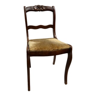 Late Victorian Fruitwood and Velvet Side Chair For Sale
