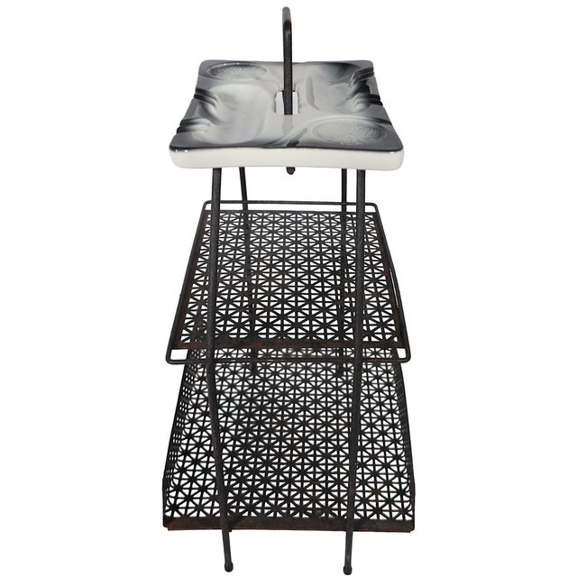 Mid Century Wire Magazine Rack Drink Table With Ceramic Ashtray C 1950 ...