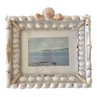 1980s Coastal Art in Seashell Frame For Sale