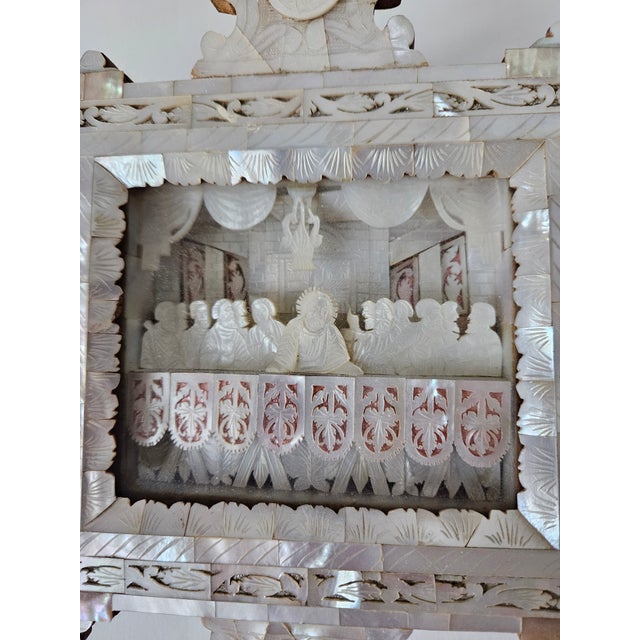 Late 19th Century Late 19th Century Mother of Pearl/Abalone Shell Carved Icon For Sale - Image 5 of 10