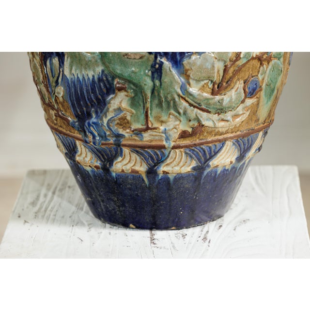 Antique Annamese Water Jar with Phoenix and Floral Relief Decoration For Sale - Image 13 of 18