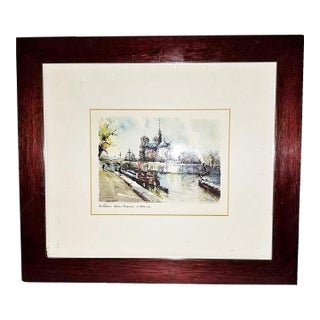 Mid-Century Paris Watercolor Print For Sale