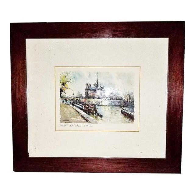 Mid-Century Paris Watercolor Print For Sale