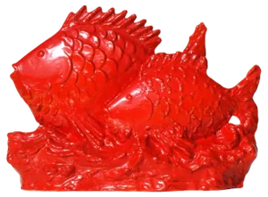 Italian Red Ceramic Fish Sculpture by Angelo Biancini for SCI, 1930s
