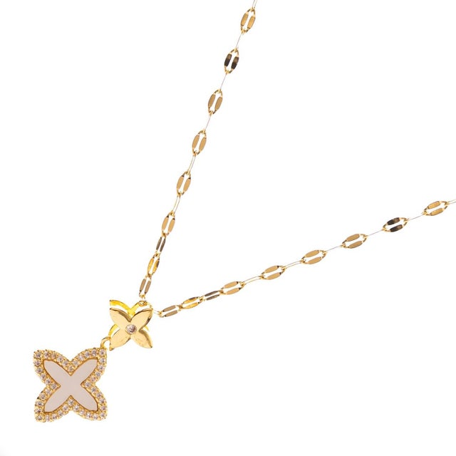 Early 21st Century Golden Clover Diamond Chain Necklace For Sale - Image 5 of 8