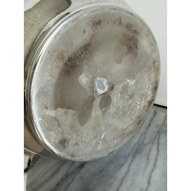Chrome Vintage Silver-Plate Ice Bucket With Sculptural Swing Handle For Sale - Image 8 of 8
