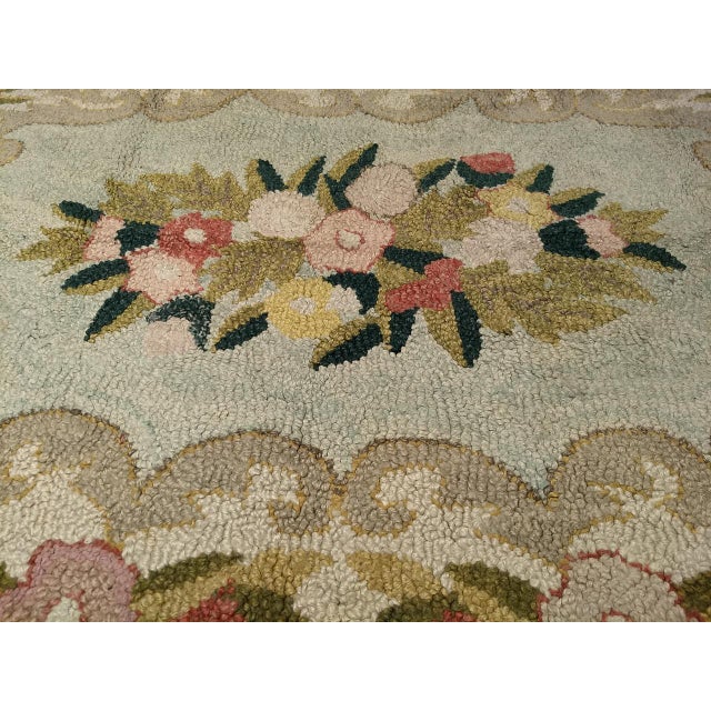 Vintage American Hand Hooked Rug, Wool & Cotton, Floral Pattern, Folk Art, 4x6 For Sale - Image 14 of 15