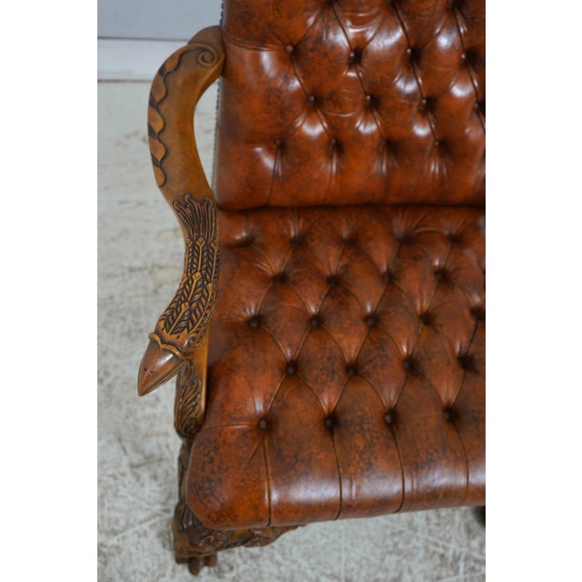 Georgian Tufted Leather Carved Arm Chair For Sale - Image 9 of 18
