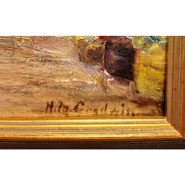 Wood Helen M. Goodwin- Flower Sellers at the Sunday Street Market-Oil Painting C.1910s For Sale - Image 7 of 9