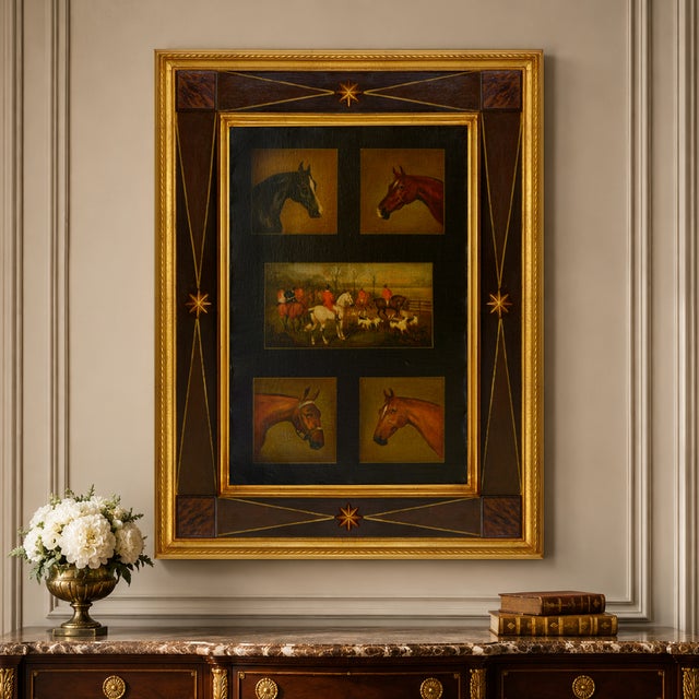 Mark Majer, Mark Majer, Horses with Hunting Scene, Oil on Canvas, 1990s, 1990, Oil on Canvas For Sale - Image 6 of 8