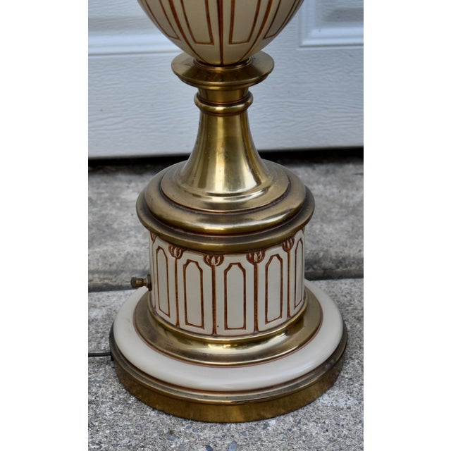 Pair Vintage Stiffel Brass Enamel Urn Table Lamps Mid Century Hollywood Regency For Sale - Image 13 of 13