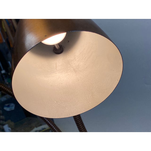 Copper Vintage 1950's Double Gooseneck Brushed Copper Desk Lamp For Sale - Image 8 of 18