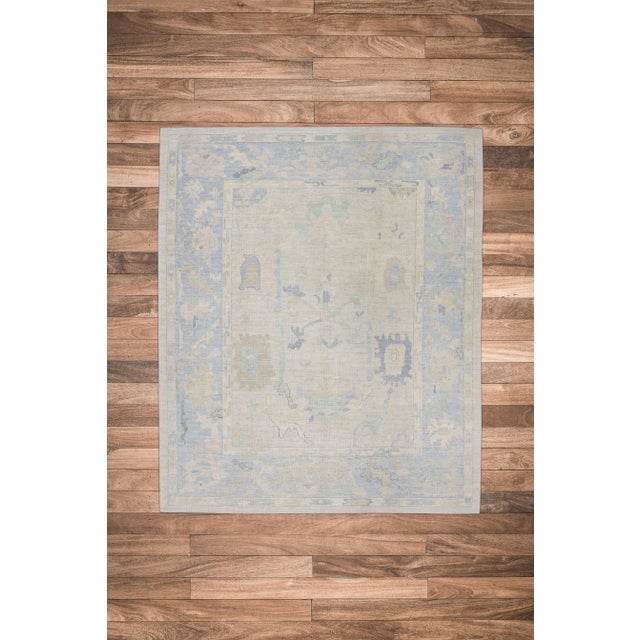 Textile Early 21st Century Neutral Handwoven Turkish Oushak Rug 8'4" X 9'11" For Sale - Image 7 of 7