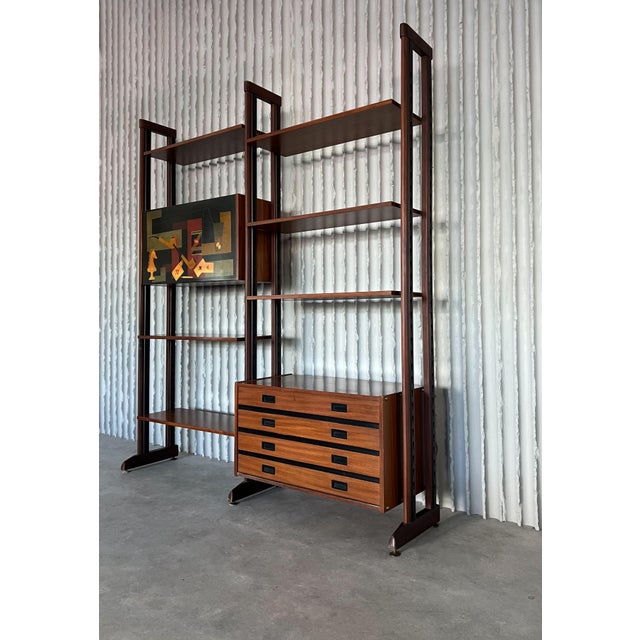 Black Mid-Century Modern Italian Teak Wall Unit, 1960s For Sale - Image 8 of 9