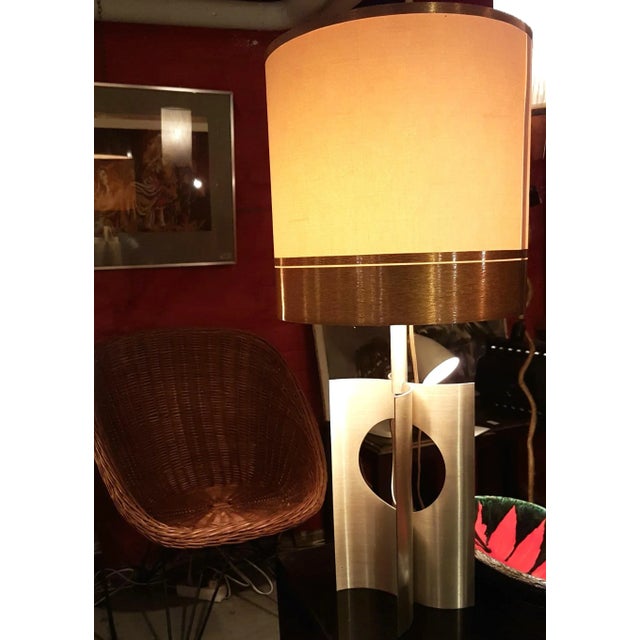French Brushed Aluminum Table Lamp, 1970s For Sale - Image 14 of 16