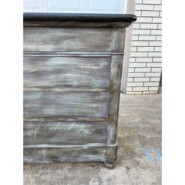 French French 19th Century Louis Philippe Painted Marble Top Walnut Commode For Sale - Image 3 of 12