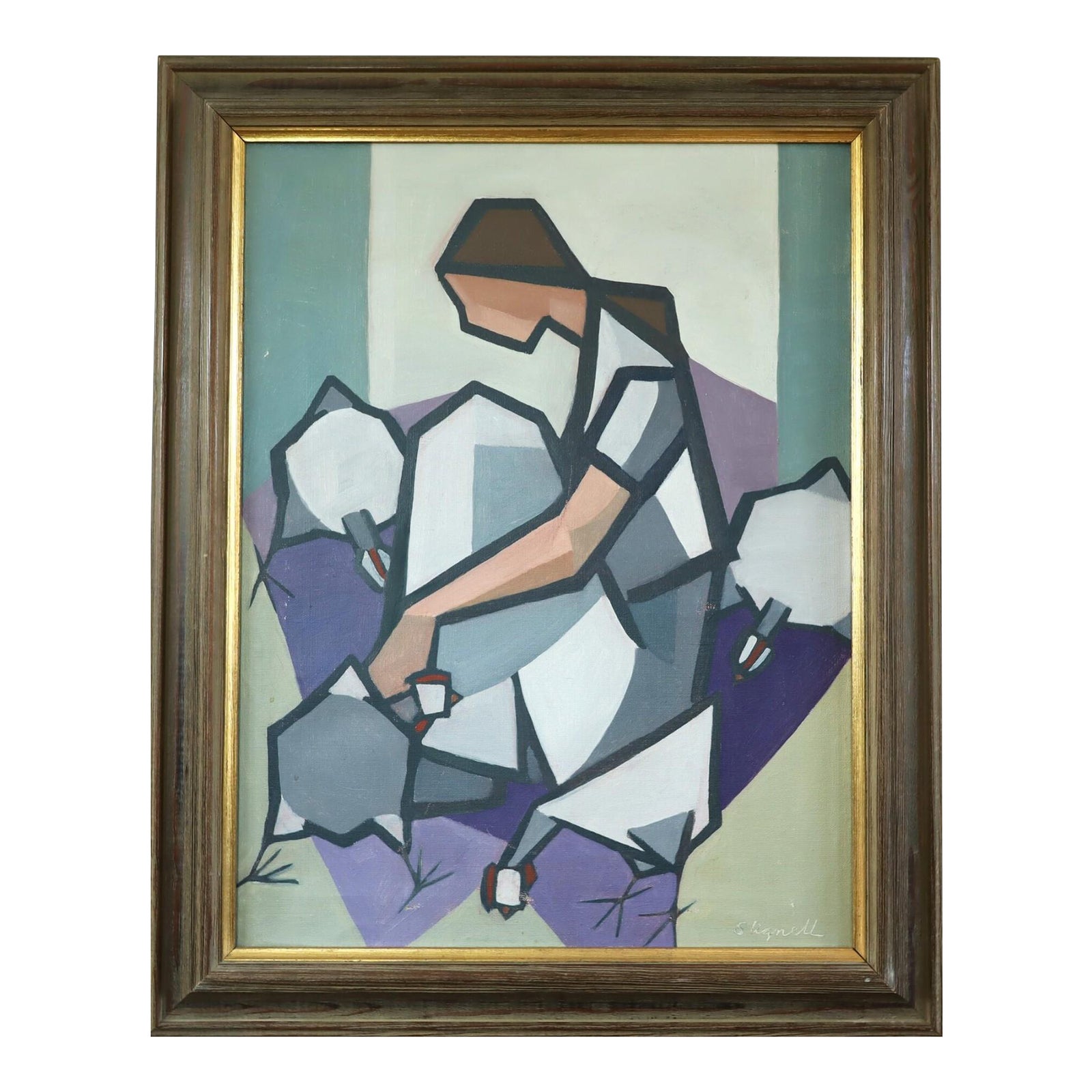 絵画 painting Mid-Century Modern 'The Henkeeper' Swedish Geometric