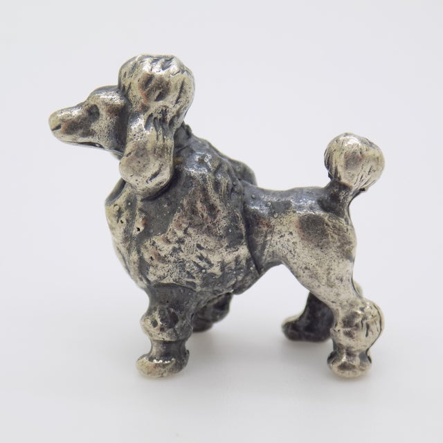 Italian Vintage Italian Handmade Genuine Silver Poodle Dog Rare Micro Dollhouse Miniature For Sale - Image 3 of 10