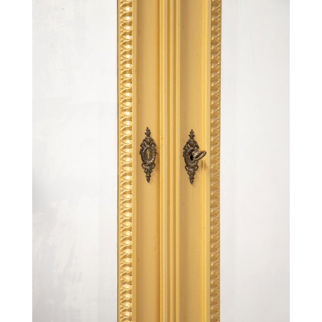 Louis XVI Yellow Painted Mirror Door Armoire For Sale - Image 9 of 14