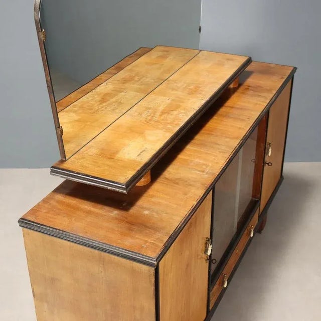 Vintage Walnut Veneer Sideboard with Mirror, Italy, 1960s For Sale - Image 10 of 12