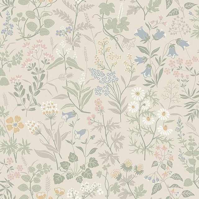 Mid-Century Modern Sample - Boråstapeter Flora Wallpaper in Sand For Sale - Image 3 of 3
