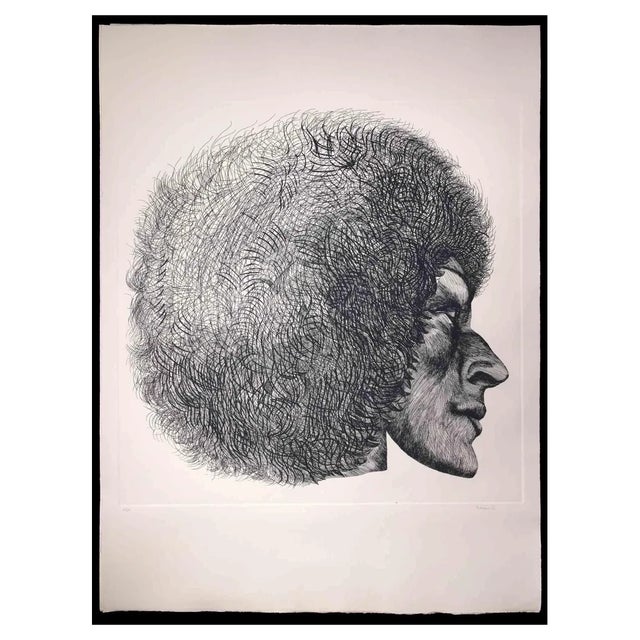 Giacomo Porzano, Profile, Original Etching, 1972 For Sale