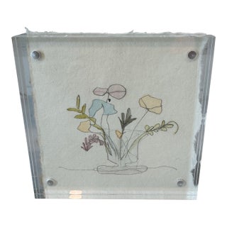 Watercolor Hand Painted in Acrylic Frame 5 Inches by 5 Inches For Sale