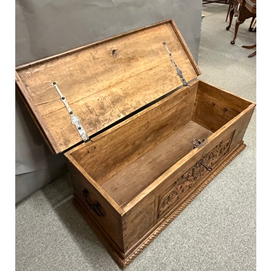 Wood 17th Century Renaissance-Styled Country French Coffer/Trunk For Sale - Image 7 of 10