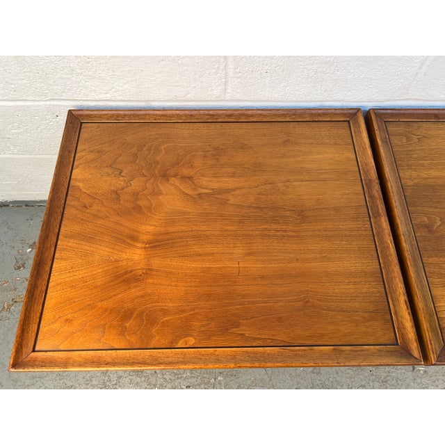 Mid-Century Walnut and Cane Drexel Declaration End Tables by Kipp Stewart For Sale - Image 12 of 14