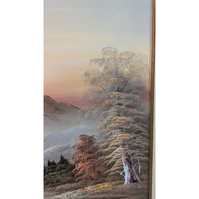Traditional Large H Wilson Painting "Mountain Sunset Over Lake" For Sale - Image 3 of 12