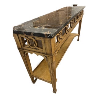 1990s Century Furniture Console Table With Marble Top For Sale